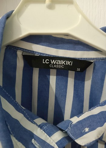 Mavi Çizgili Kadın Uzun Kollu Gömlek - Görsel 3