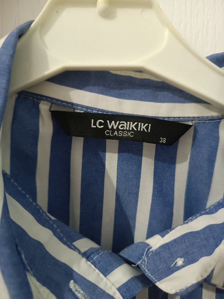 Mavi Çizgili Kadın Uzun Kollu Gömlek - Görsel 3