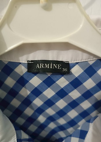 Armine marka Uzun Kollu Mavi Kareli gömlek - Görsel 4