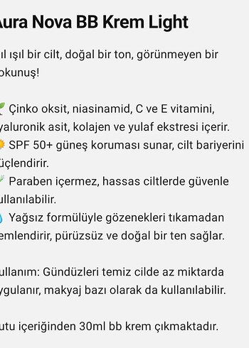doktorem 
Aura Nova BB Krem Light 50+ Beige - Görsel 2