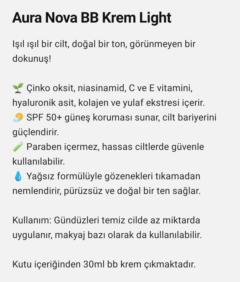 doktorem 
Aura Nova BB Krem Light 50+ Beige - Görsel 2