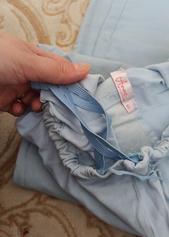 Mavi Rahat Kesim Keten Hamile Pantolonu - Görsel 3