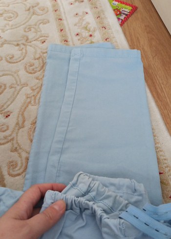 Mavi Rahat Kesim Keten Hamile Pantolonu - Görsel 2