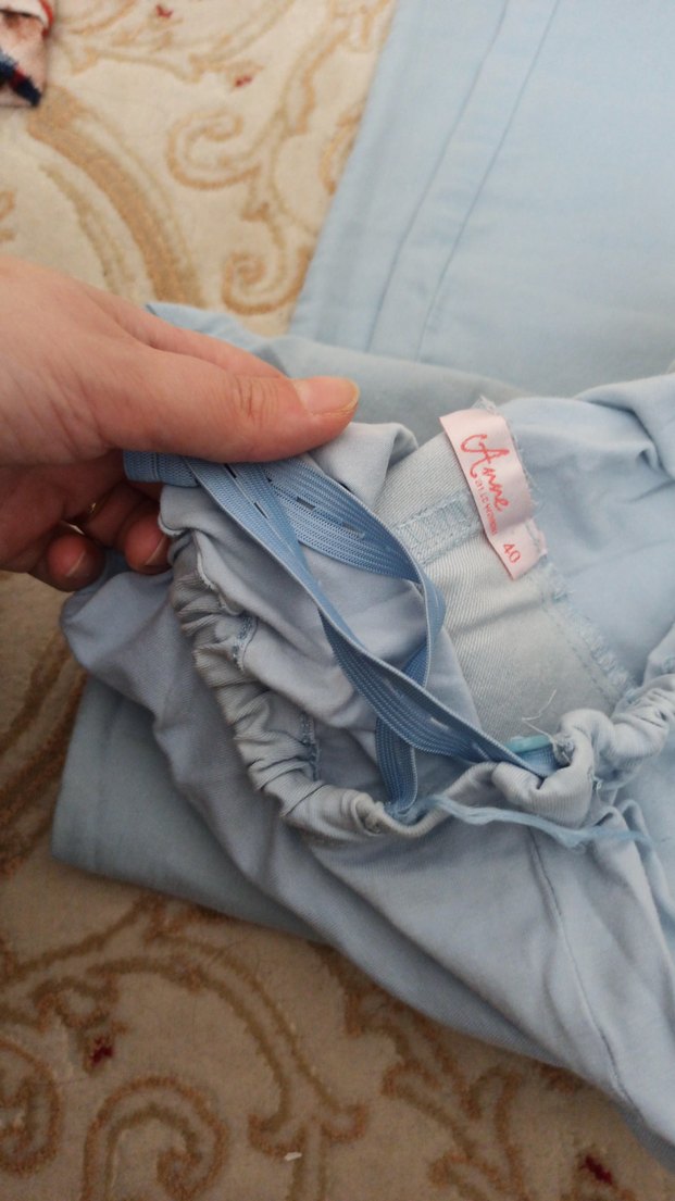 Mavi Rahat Kesim Keten Hamile Pantolonu - Görsel 3