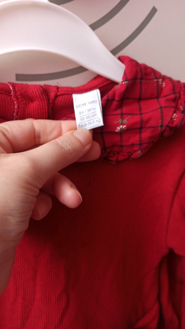 Kız Çocuk Kırmızı Uzun Kollu Fırfırlı Elbise - Görsel 4