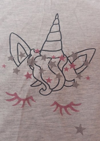 Kız Çocuk Gri Baskılı Pamuklu Uzun Kollu Tişört - Görsel 2