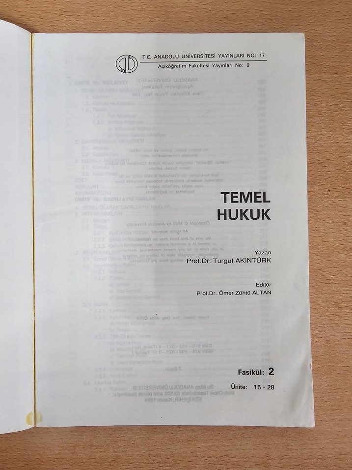 Temel Hukuk 2.fasikül Üniversite Ders Kitabı - Görsel 3
