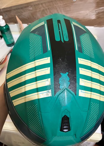 Yeşil Baskılı Biker Motosiklet Kaskı - Görsel 4