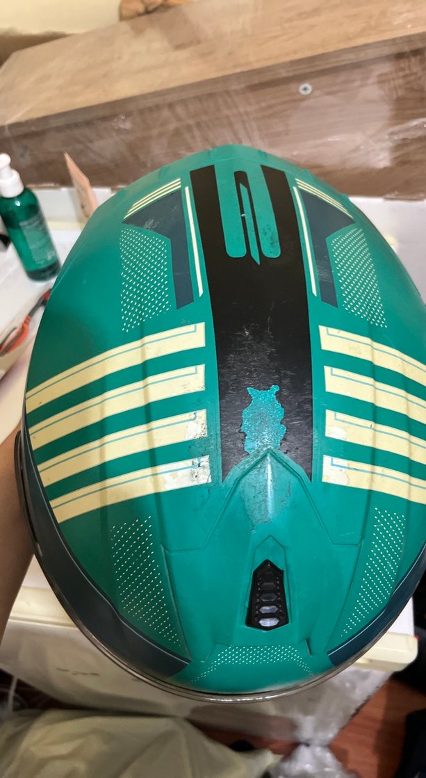 Yeşil Baskılı Biker Motosiklet Kaskı - Görsel 4