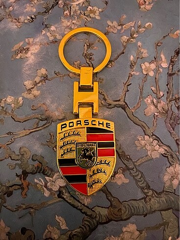 porsche metal anahtarlık sarı gold renk