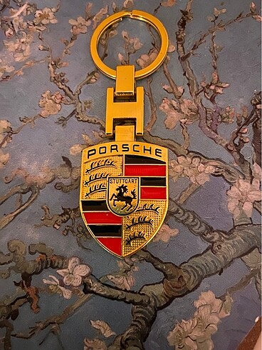  porsche metal anahtarlık sarı gold renk
