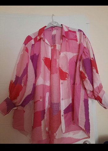 Pembe Batik Desenli Uzun Kollu Gömlek