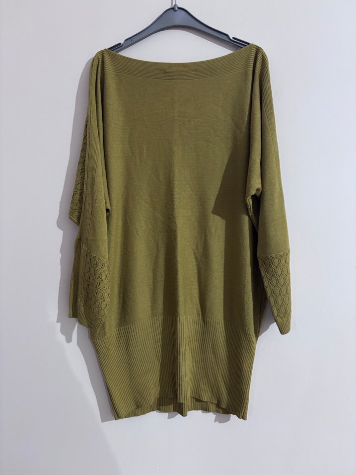 Kadın Haki Triko Uzun Kollu Kazak - Görsel 3