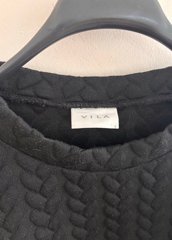 Kadın Siyah Örgü Desenli Kısa Sweatshirt etek takım - Görsel 8