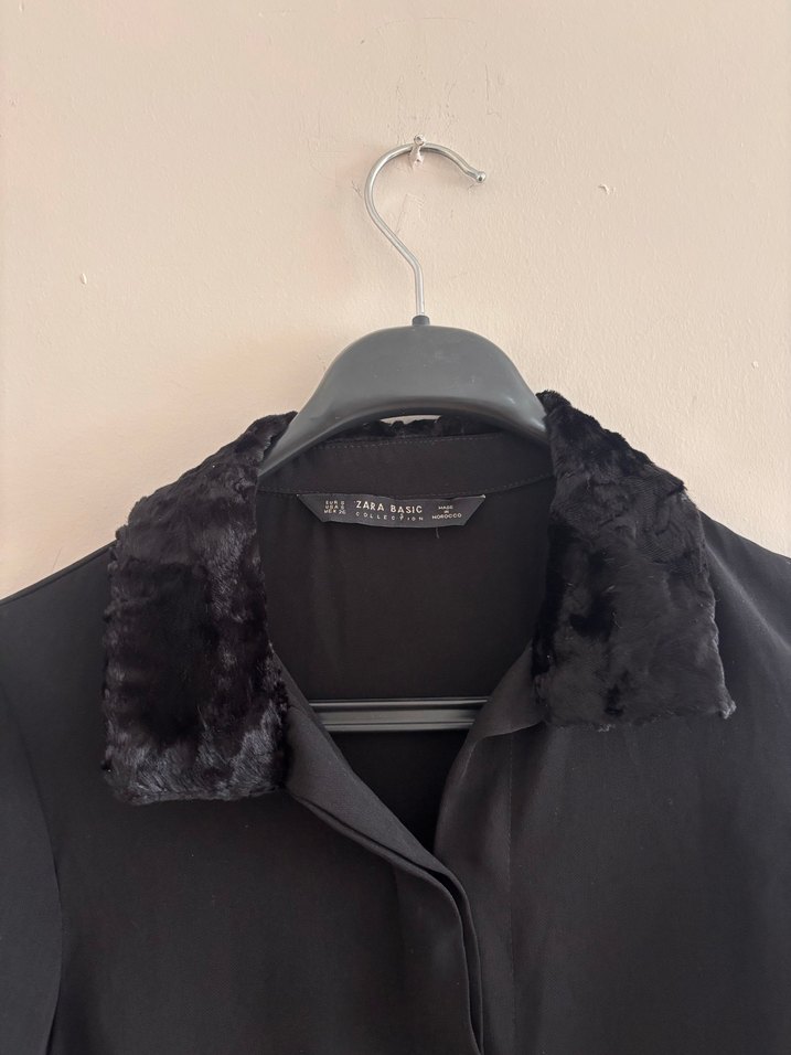 Siyah Düğmeli Uzun Kollu Kadın Gömlek - Görsel 2