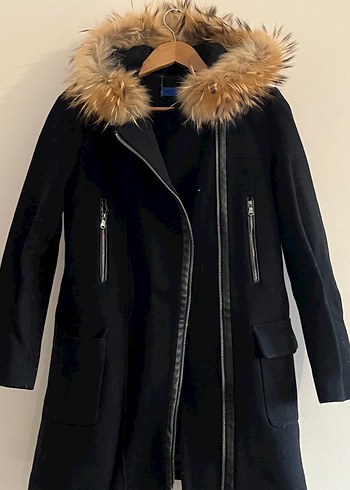 Kadın Siyah Kürklü Midi Kaban - Görsel 3