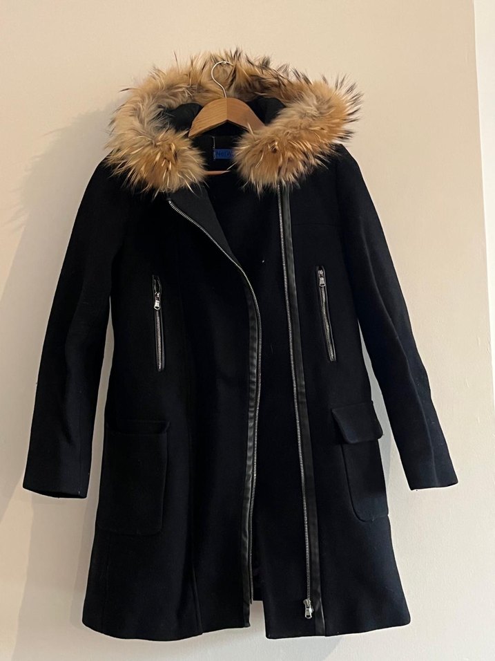 Kadın Siyah Kürklü Midi Kaban - Görsel 4