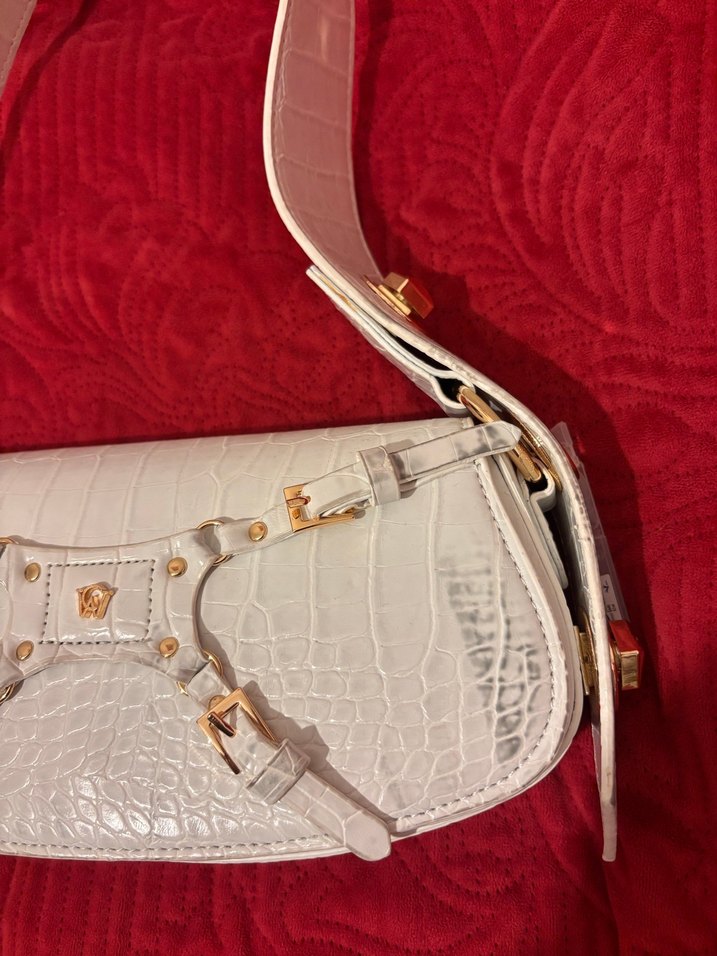 Beyaz Deri Kadın Omuz Çantası MANC - Görsel 2