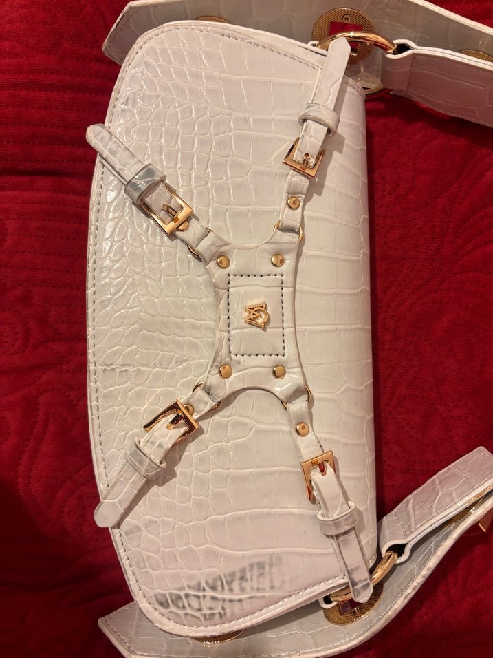 Beyaz Deri Kadın Omuz Çantası MANC - Görsel 4