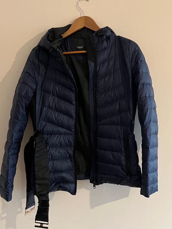 Kemerli Lacivert Kadın şişme mont - Görsel 5