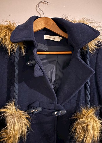 Kürk Detaylı Lacivert Kaban - Görsel 2