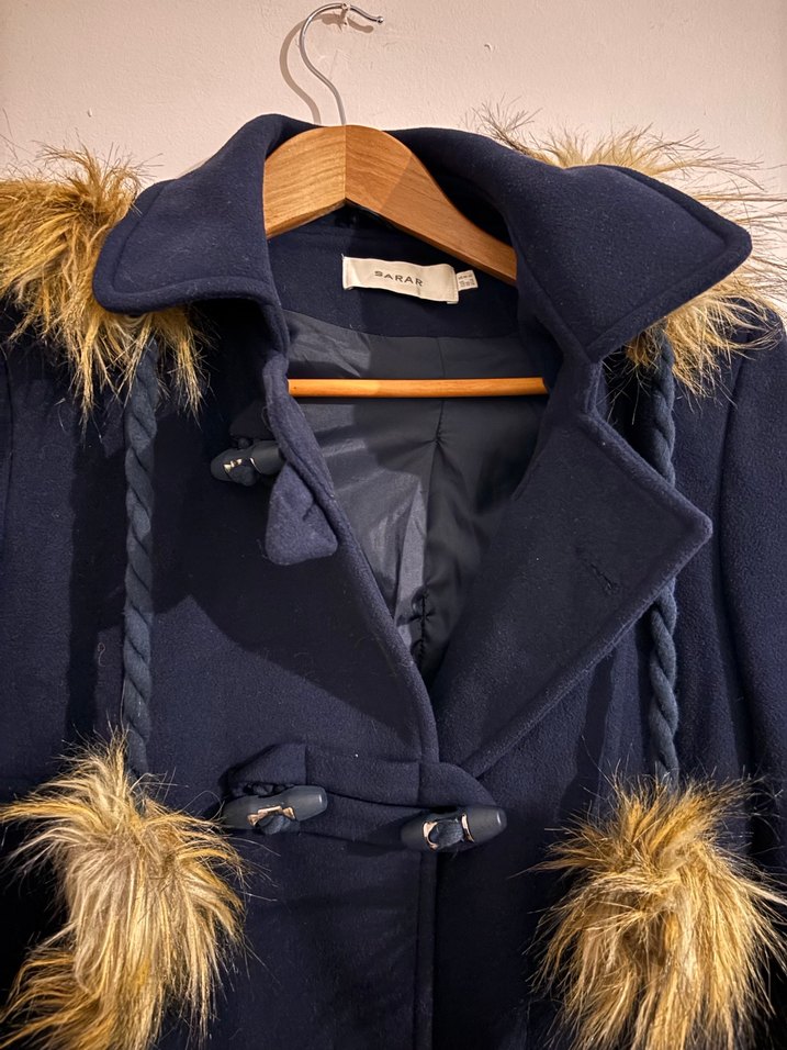 Kürk Detaylı Lacivert Kaban - Görsel 2