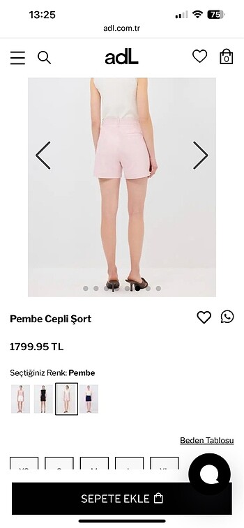 s Beden ten rengi Renk Şort klasik