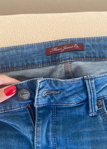 Mavi Tokalı Mavi Kadın Denim Midi Şort