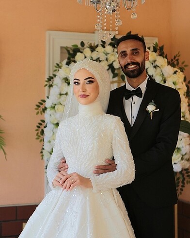 Nihan Peker FULL BONCUK İŞLEME EL EMEĞİ TESETTÜR GELİNLİK