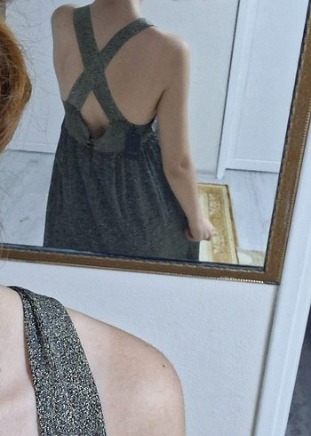 Gri V Yaka Mini Abiye Elbise - Görsel 2