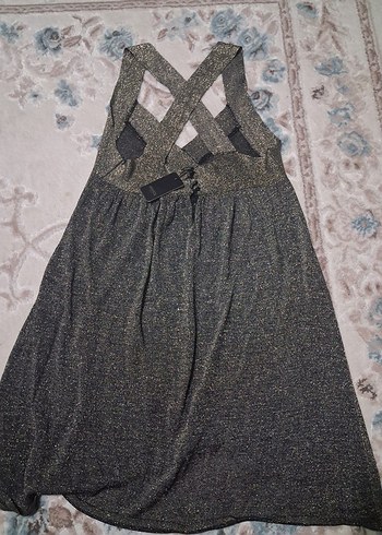 Gri V Yaka Mini Abiye Elbise - Görsel 5