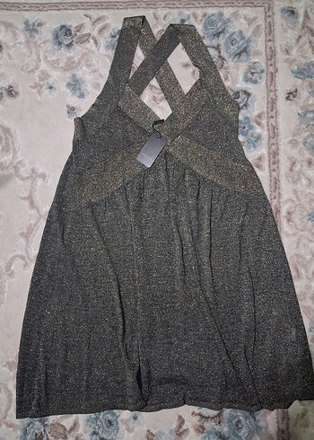 Gri V Yaka Mini Abiye Elbise - Görsel 3