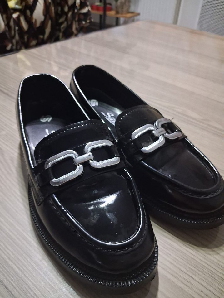 Siyah Rugan Tokalı Kadın Loafer - Görsel 2