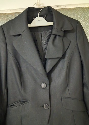 Düğmeli Siyah Kadın Blazer Ceket - Görsel 2