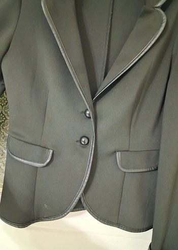 Siyah Düğmeli Kadın Blazer Ceket - Görsel 3