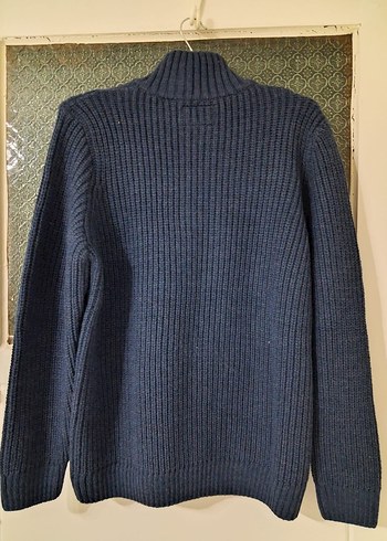 Erkek Lacivert Yün Örgü Kazak - Görsel 2