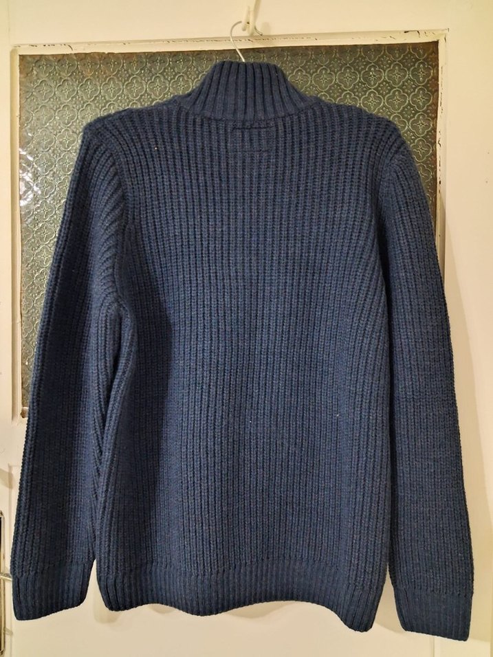 Erkek Lacivert Yün Örgü Kazak - Görsel 2