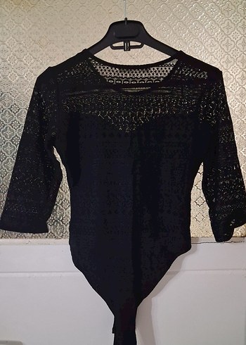 Dantel Detaylı Siyah Kadın Body - Görsel 2