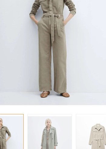 Kadın hali Kemerli Keten mango Tulum - Görsel 3