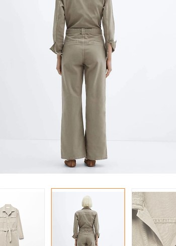 Kadın hali Kemerli Keten mango Tulum - Görsel 4