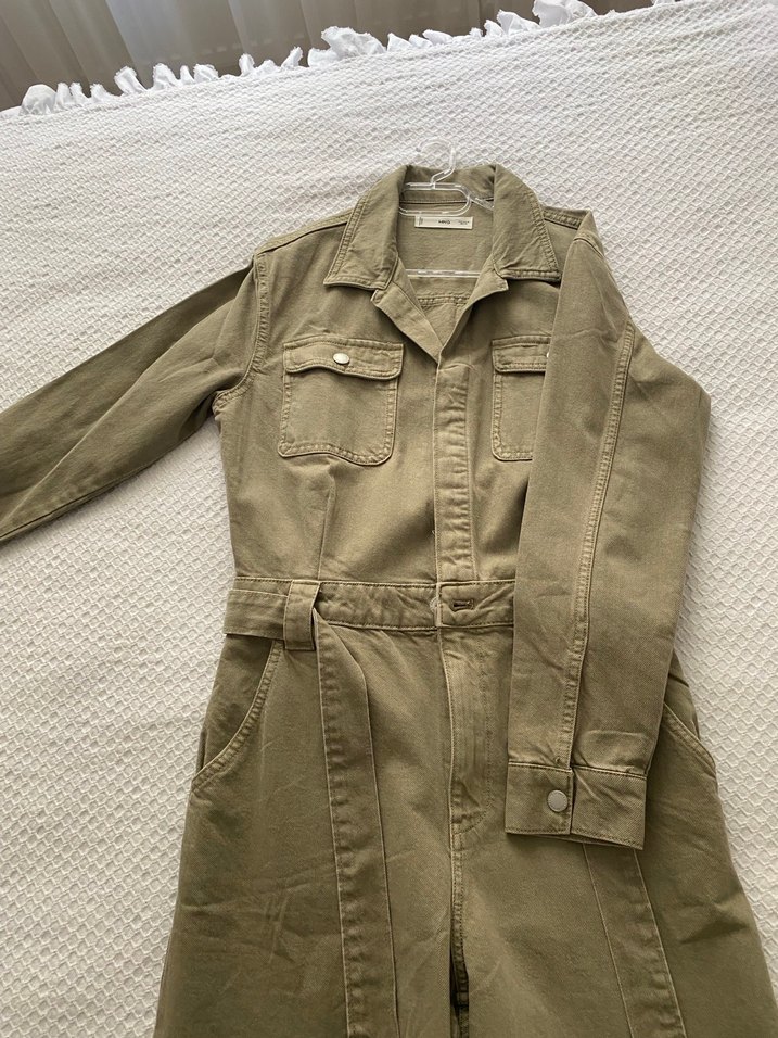 Kadın hali Kemerli Keten mango Tulum - Görsel 5