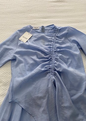 Mavi tesettür takım simli kumaş - Görsel 6