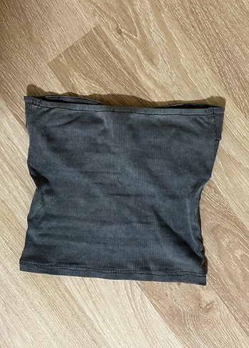 s Beden Gri Straplez Crop Top
