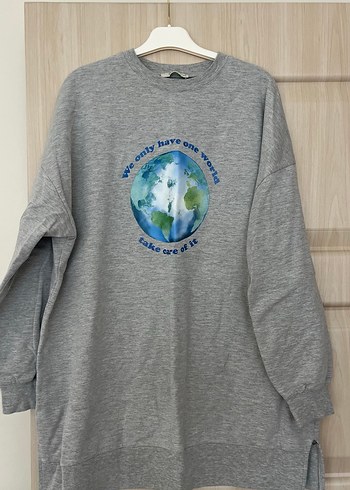 Gri Baskılı Uzun Kollu Sweatshirt