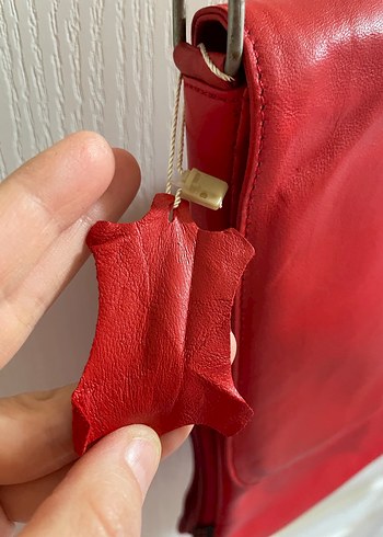 Kırmızı 100% deri Fermuarlı Kadın Çanta - Görsel 3