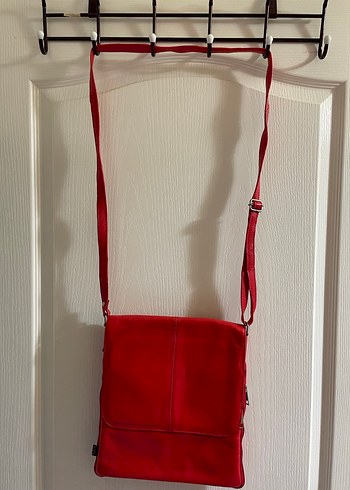 Kırmızı 100% deri Fermuarlı Kadın Çanta - Görsel 2