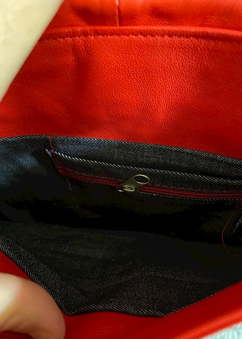 Kırmızı 100% deri Fermuarlı Kadın Çanta - Görsel 6