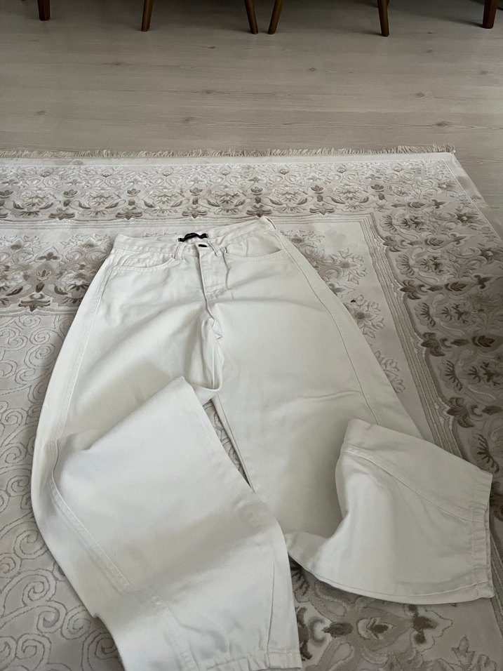 Beyaz Kadın Pamuklu Regular Fit Jean - Görsel 2