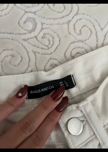 Beyaz Kemerli Pamuklu Kadın Pantolon - Görsel 3