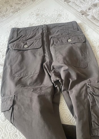 Düğmeli Kahverengi Rahat Kesim Keten Erkek Pantolon - Görsel 5